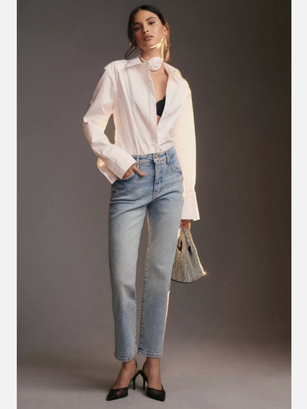 ANTHROPOLOGIE PILCRO VINTAGE HIGH-RISE GEM STRAIGHT-LEG JEANS